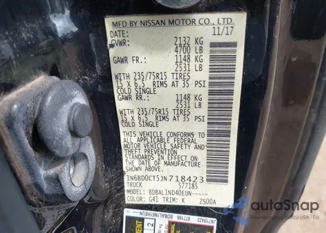 2018 Nissan Frontier S z USA, uszkodzony, nr VIN 1N6BD0CT5JN718423